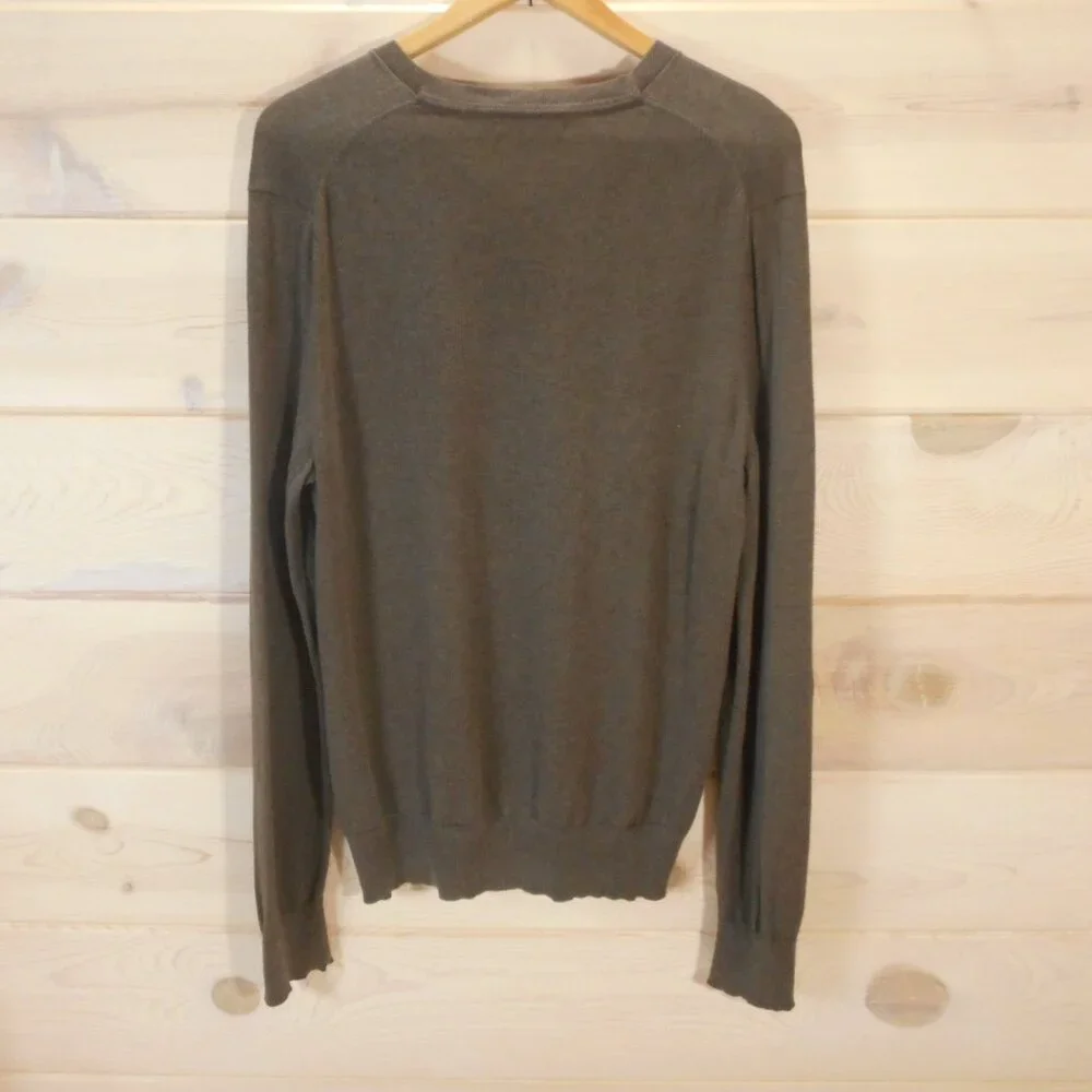 Banana Republic Sweater Mens M Olive Brown Pullover Luxury Silk Blend V Neck
